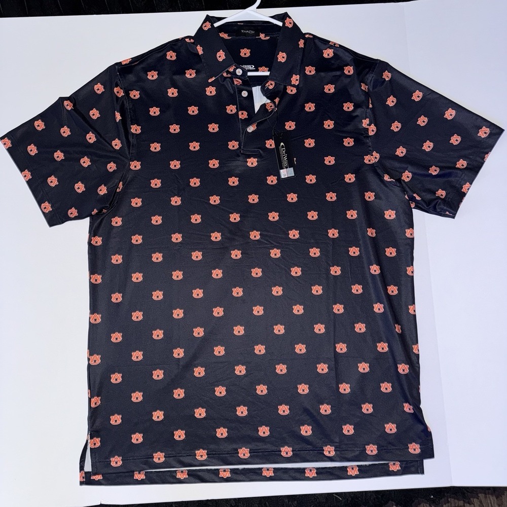NWT Men's Large TourPlay Auburn Tigers Performance Button-Up Polo NCAA